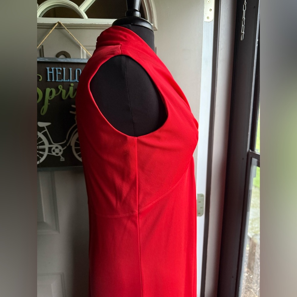 Vintage 60/70s Andrea Gayle red sleeveless gathered maxi dress, size medium - Picture 7 of 16